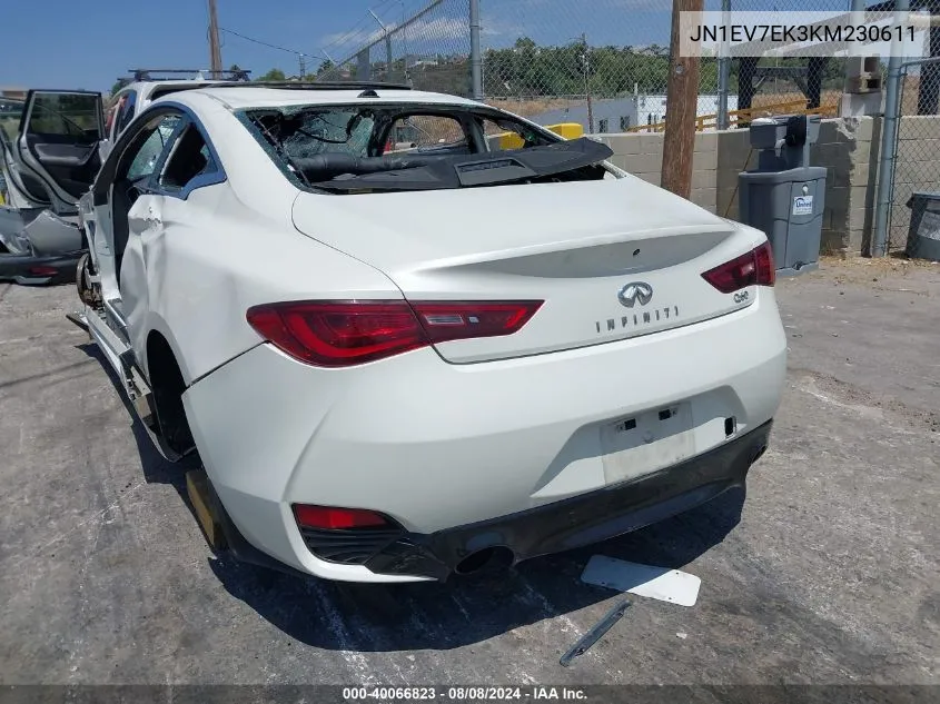 2019 Infiniti Q60 Pure/Luxe VIN: JN1EV7EK3KM230611 Lot: 40066823