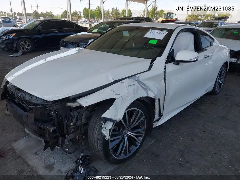 2019 Infiniti Q60 3.0T Pure VIN: JN1EV7EK2KM231085 Lot: 40215223