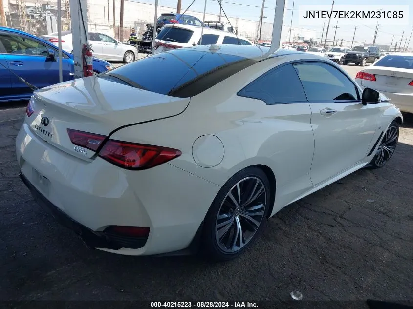 2019 Infiniti Q60 3.0T Pure VIN: JN1EV7EK2KM231085 Lot: 40215223