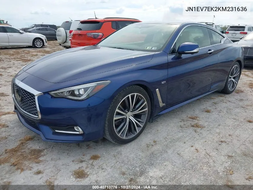 2019 Infiniti Q60 3.0T Luxe VIN: JN1EV7EK2KM231636 Lot: 40713776