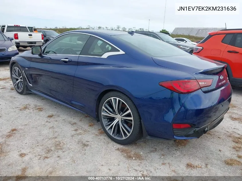 2019 Infiniti Q60 3.0T Luxe VIN: JN1EV7EK2KM231636 Lot: 40713776