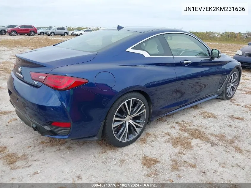 2019 Infiniti Q60 3.0T Luxe VIN: JN1EV7EK2KM231636 Lot: 40713776