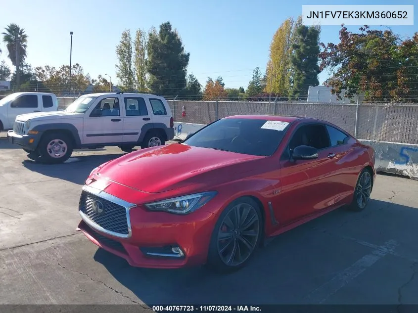 2019 Infiniti Q60 3.0T Red Sport 400 VIN: JN1FV7EK3KM360652 Lot: 40767723