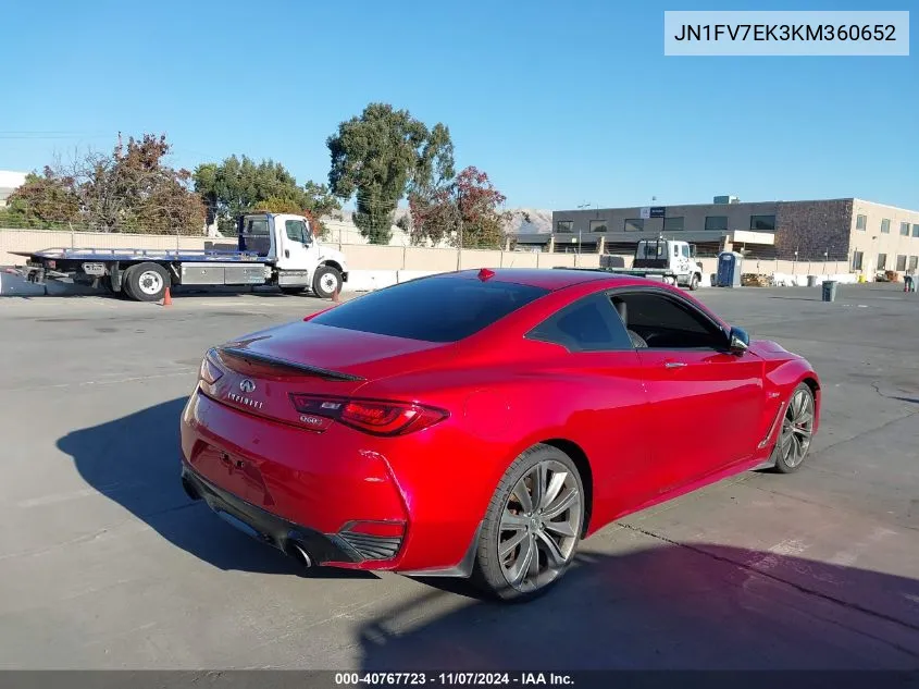 2019 Infiniti Q60 3.0T Red Sport 400 VIN: JN1FV7EK3KM360652 Lot: 40767723