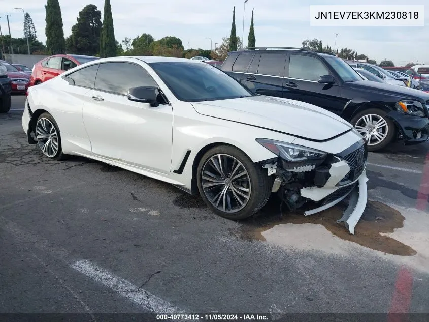 2019 Infiniti Q60 3.0T Luxe VIN: JN1EV7EK3KM230818 Lot: 40773412