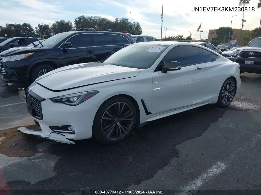 2019 Infiniti Q60 3.0T Luxe VIN: JN1EV7EK3KM230818 Lot: 40773412