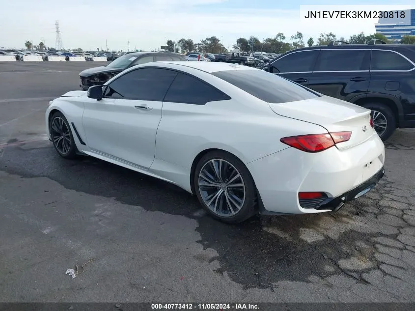 2019 Infiniti Q60 3.0T Luxe VIN: JN1EV7EK3KM230818 Lot: 40773412