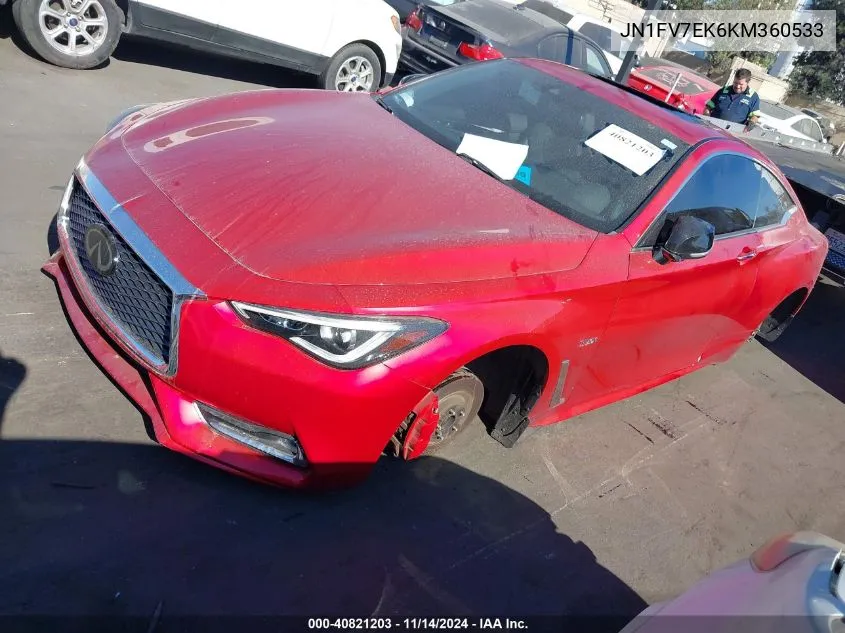 2019 Infiniti Q60 3.0T Red Sport 400 VIN: JN1FV7EK6KM360533 Lot: 40821203