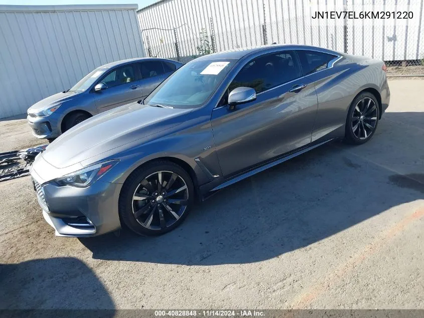 2019 Infiniti Q60 3.0T Luxe VIN: JN1EV7EL6KM291220 Lot: 40828848