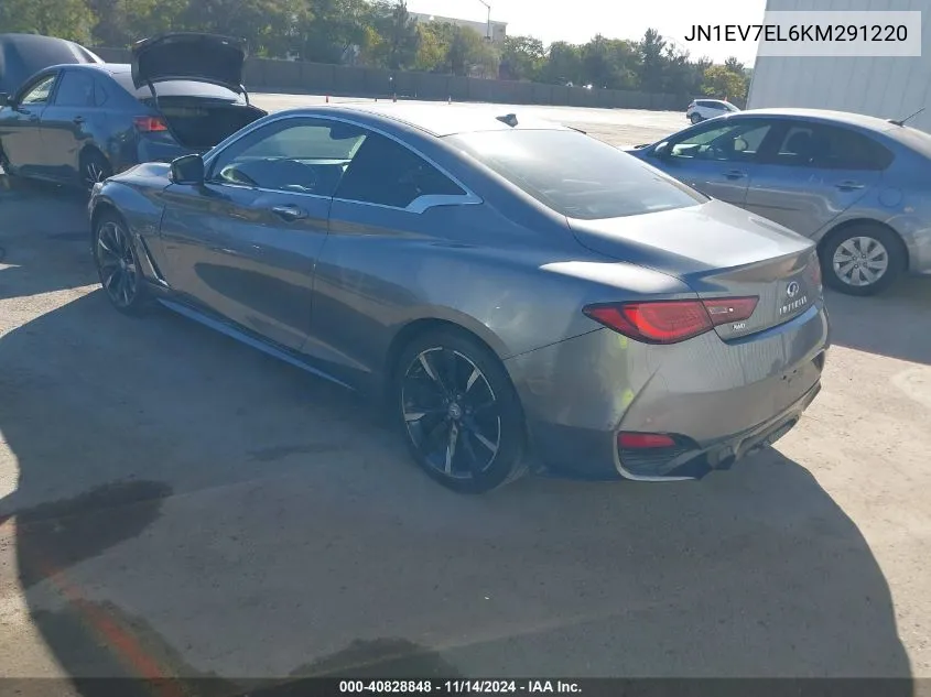 2019 Infiniti Q60 3.0T Luxe VIN: JN1EV7EL6KM291220 Lot: 40828848