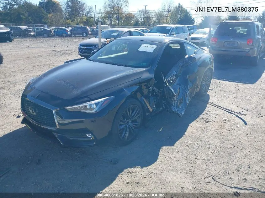 2020 Infiniti Q60 Luxe Awd VIN: JN1EV7EL7LM380375 Lot: 40681826