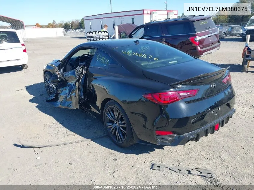 2020 Infiniti Q60 Luxe Awd VIN: JN1EV7EL7LM380375 Lot: 40681826