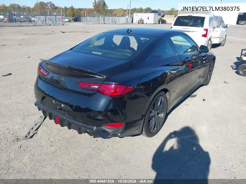 2020 Infiniti Q60 Luxe Awd VIN: JN1EV7EL7LM380375 Lot: 40681826