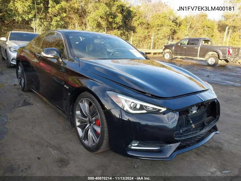 2020 Infiniti Q60 Red Sport 400 VIN: JN1FV7EK3LM400181 Lot: 40870214