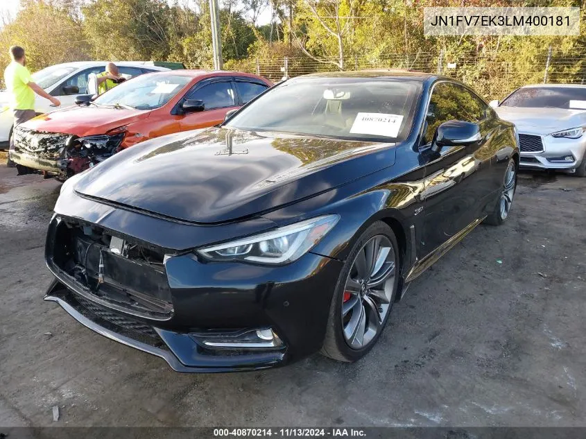 2020 Infiniti Q60 Red Sport 400 VIN: JN1FV7EK3LM400181 Lot: 40870214