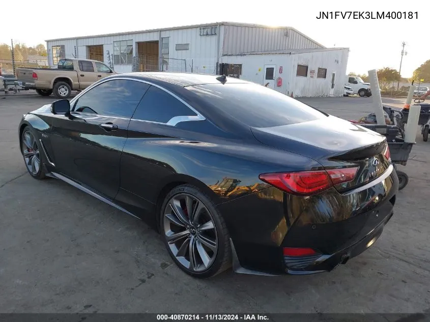 2020 Infiniti Q60 Red Sport 400 VIN: JN1FV7EK3LM400181 Lot: 40870214