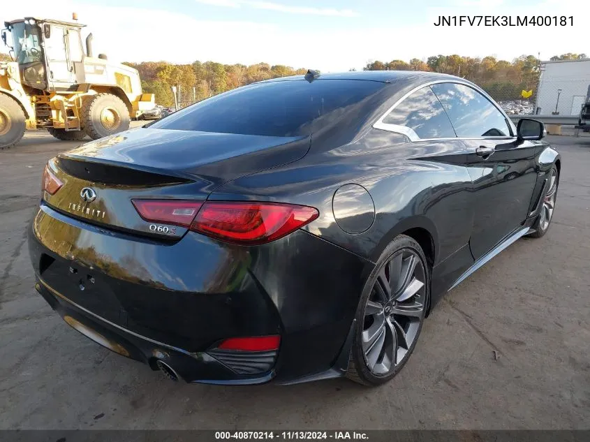 2020 Infiniti Q60 Red Sport 400 VIN: JN1FV7EK3LM400181 Lot: 40870214