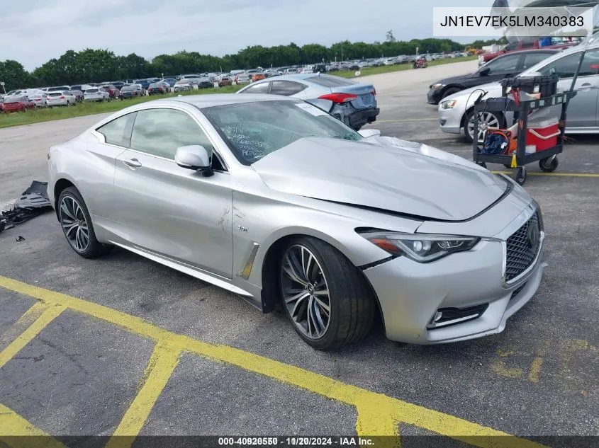 2020 Infiniti Q60 Pure VIN: JN1EV7EK5LM340383 Lot: 40920550