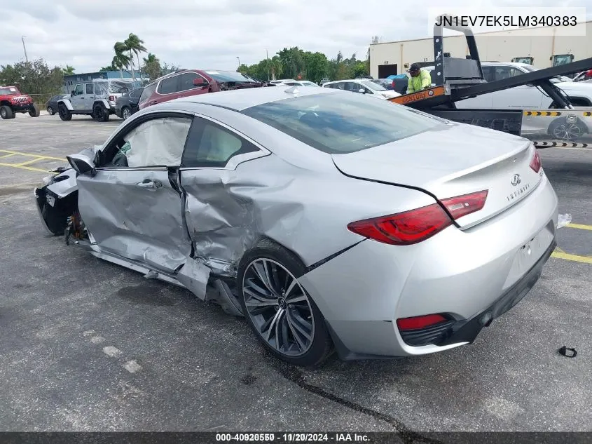 2020 Infiniti Q60 Pure VIN: JN1EV7EK5LM340383 Lot: 40920550