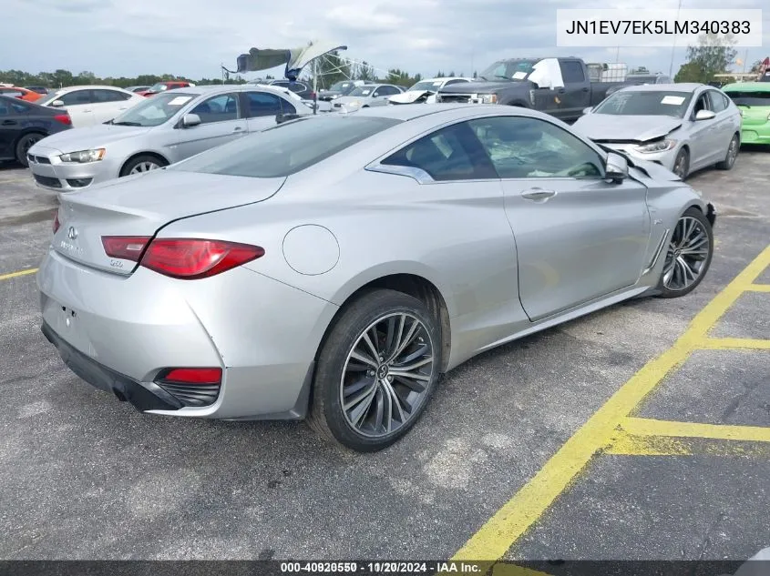 2020 Infiniti Q60 Pure VIN: JN1EV7EK5LM340383 Lot: 40920550