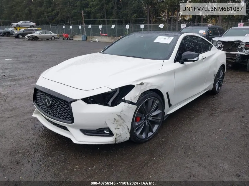 2022 Infiniti Q60 Red Sport 400 Awd VIN: JN1FV7LL3NM681087 Lot: 40756345