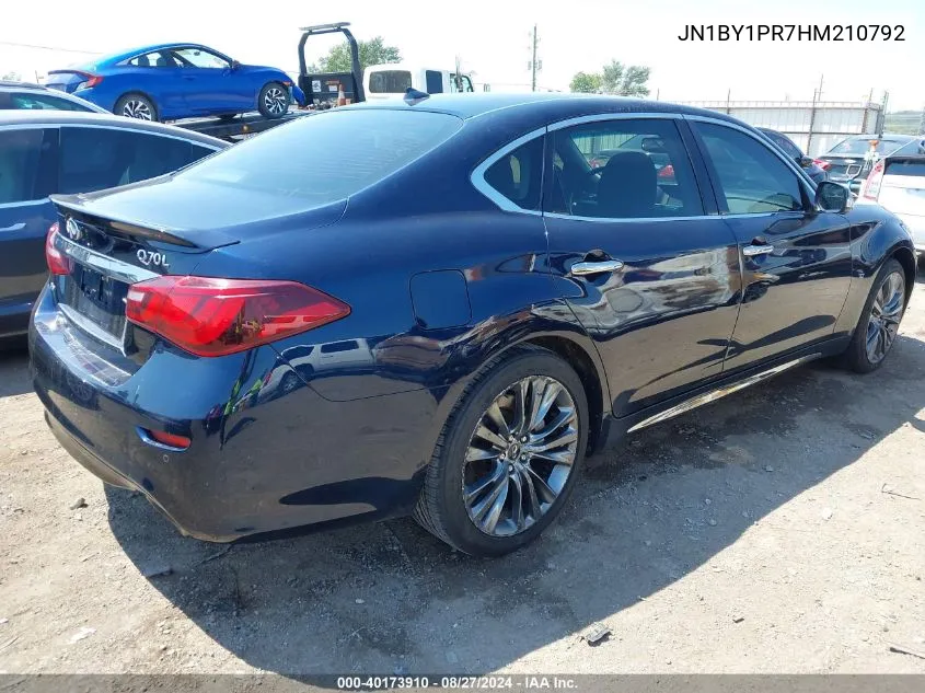 2017 Infiniti Q70L 3.7X VIN: JN1BY1PR7HM210792 Lot: 40173910