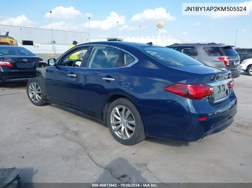 2019 Infiniti Q70 3.7 Luxe VIN: JN1BY1AP2KM505524 Lot: 40672842