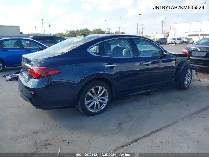 2019 Infiniti Q70 3.7 Luxe VIN: JN1BY1AP2KM505524 Lot: 40672842