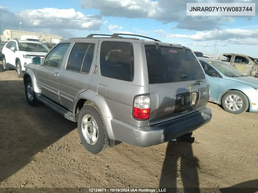 2000 Infiniti Qx4 VIN: JNRAR07Y1YW083744 Lot: 12124871