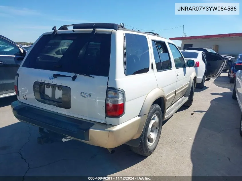 2000 Infiniti Qx4 VIN: JNRAR07Y3YW084586 Lot: 40846201