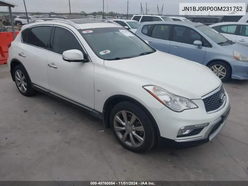 2016 Infiniti Qx50 VIN: JN1BJ0RP0GM231752 Lot: 40760054