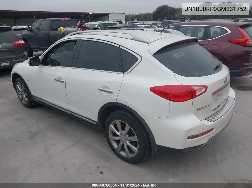 2016 Infiniti Qx50 VIN: JN1BJ0RP0GM231752 Lot: 40760054