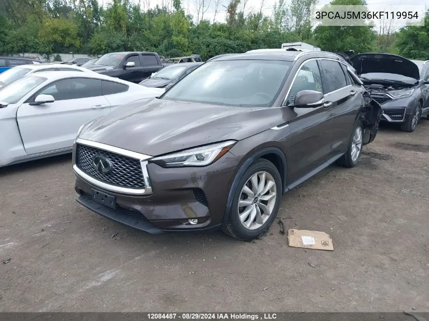 2019 Infiniti Qx50 VIN: 3PCAJ5M36KF119954 Lot: 12084487