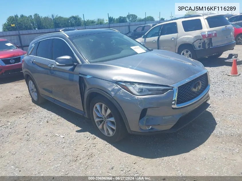 2019 Infiniti Qx50 Luxe VIN: 3PCAJ5M16KF116289 Lot: 39696966