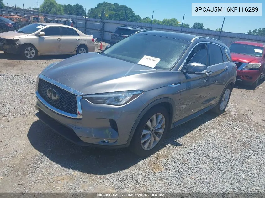 2019 Infiniti Qx50 Luxe VIN: 3PCAJ5M16KF116289 Lot: 39696966