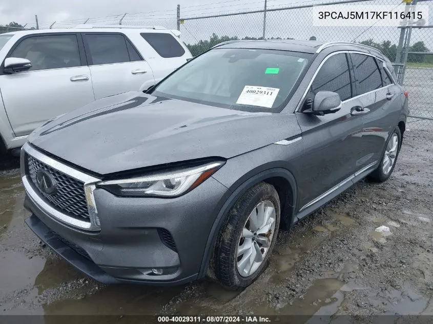 2019 Infiniti Qx50 VIN: 3PCAJ5M17KF116415 Lot: 40029311