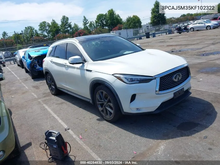 3PCAJ5M35KF102322 2019 Infiniti Qx50 Essential