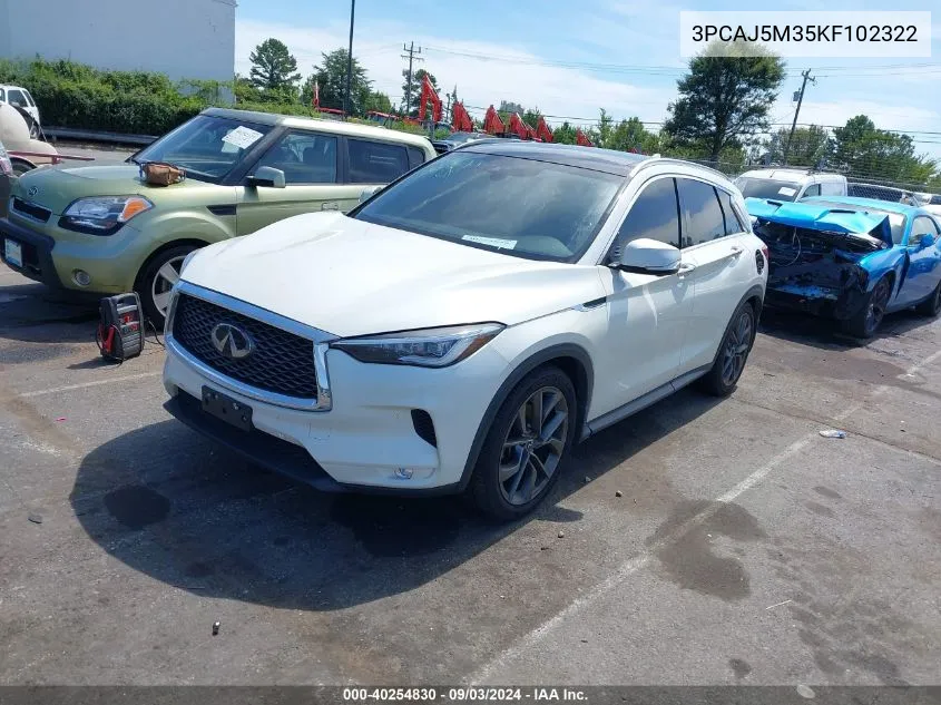 2019 Infiniti Qx50 Essential VIN: 3PCAJ5M35KF102322 Lot: 40254830