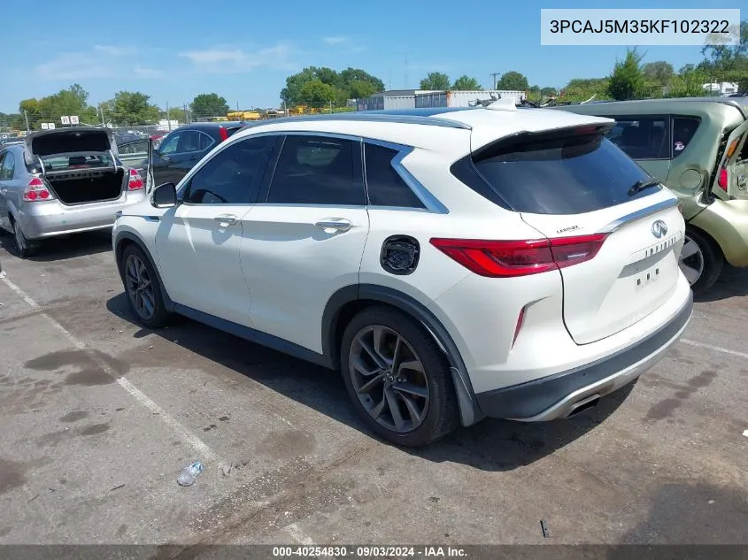 3PCAJ5M35KF102322 2019 Infiniti Qx50 Essential