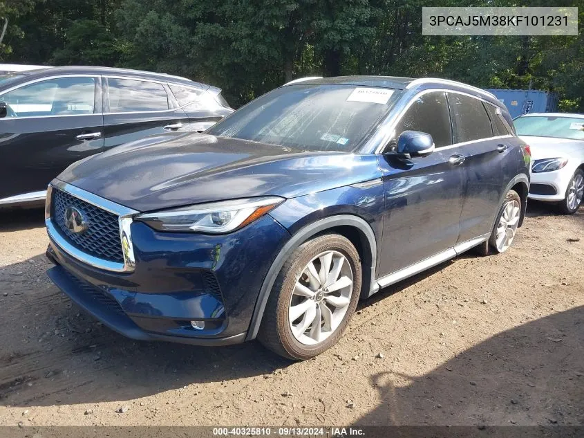 2019 Infiniti Qx50 Essential/Pure VIN: 3PCAJ5M38KF101231 Lot: 40325810