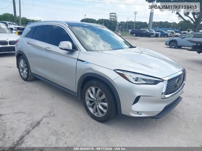 2019 Infiniti Qx50 Luxe VIN: 3PCAJ5M17KF138415 Lot: 40354319