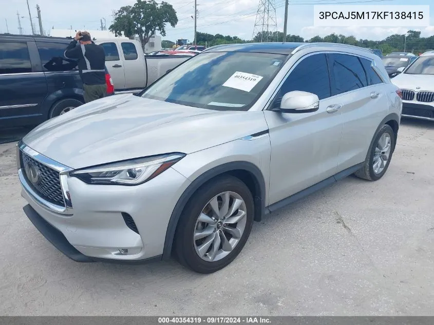 2019 Infiniti Qx50 Luxe VIN: 3PCAJ5M17KF138415 Lot: 40354319