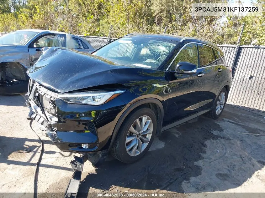 2019 Infiniti Qx50 Luxe VIN: 3PCAJ5M31KF137259 Lot: 40452578