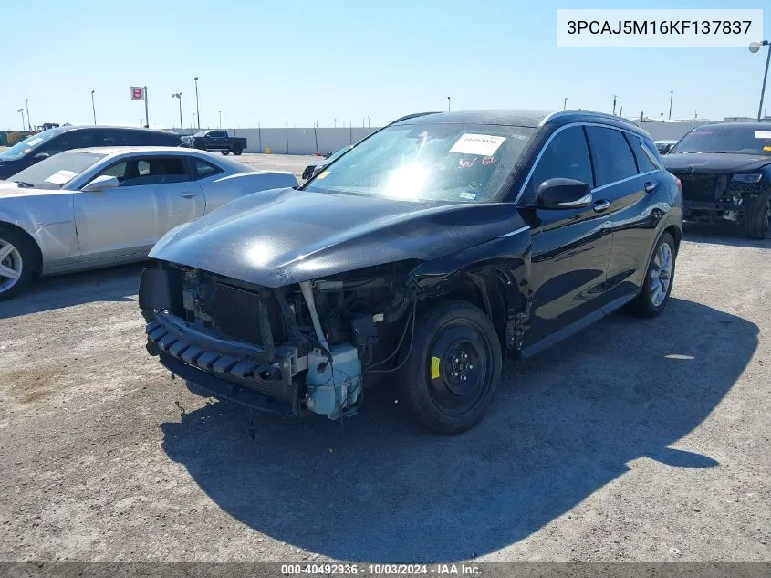 2019 Infiniti Qx50 Luxe VIN: 3PCAJ5M16KF137837 Lot: 40492936