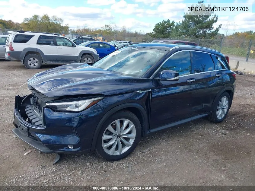 2019 Infiniti Qx50 Luxe VIN: 3PCAJ5M31KF124706 Lot: 40578886