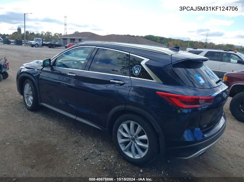 2019 Infiniti Qx50 Luxe VIN: 3PCAJ5M31KF124706 Lot: 40578886