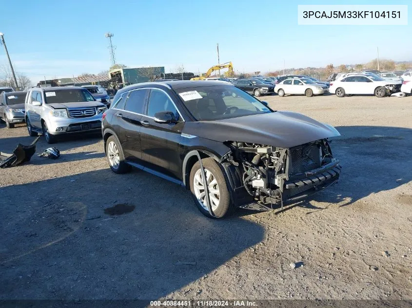 2019 Infiniti Qx50 Essential VIN: 3PCAJ5M33KF104151 Lot: 40884451