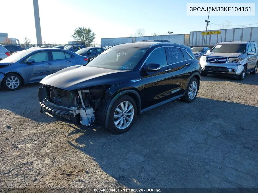 2019 Infiniti Qx50 Essential VIN: 3PCAJ5M33KF104151 Lot: 40884451