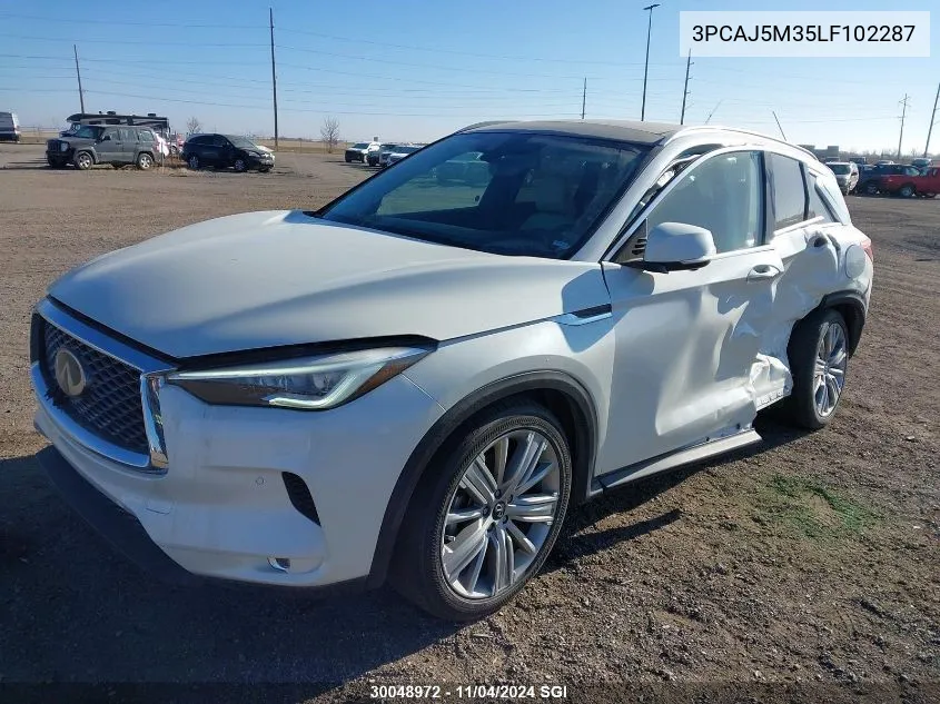 2020 Infiniti Qx50 Pure/Luxe/Essential/Senso VIN: 3PCAJ5M35LF102287 Lot: 30048972