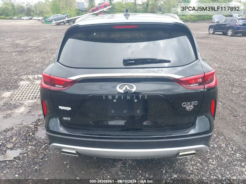 2020 Infiniti Qx50 Essential Awd VIN: 3PCAJ5M39LF117892 Lot: 39388861